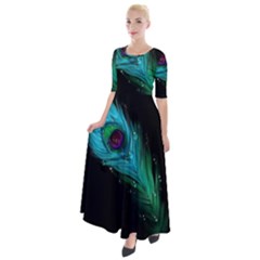 Shree Krishna, Feather, Lord, Rainbows Half Sleeves Maxi Dress