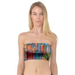 City New York Nyc Skyscraper Skyline Downtown Night Business Urban Travel Landmark Building Architec Bandeau Top by Posterlux