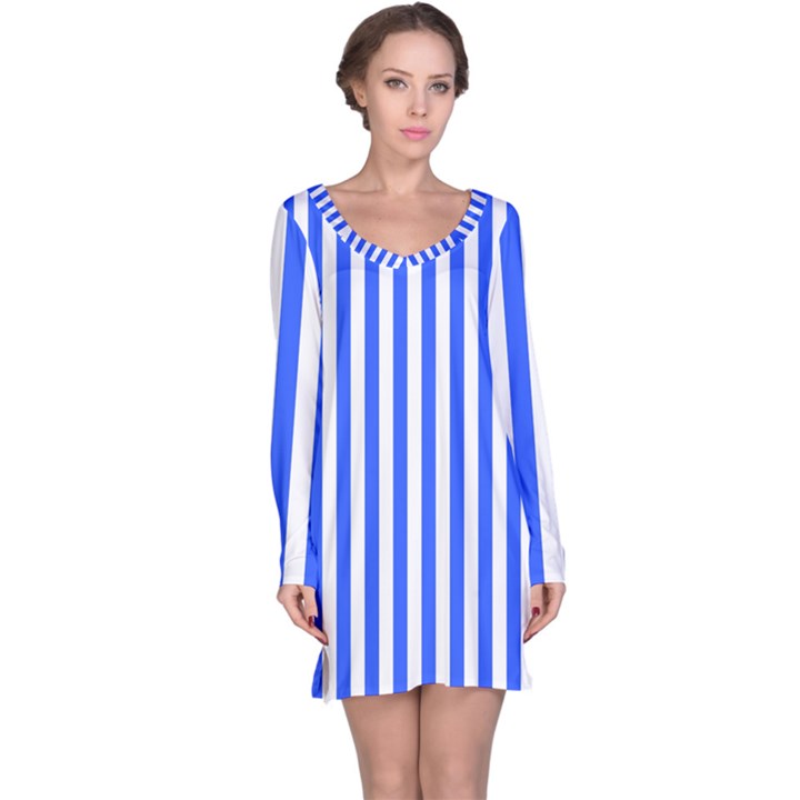 Blue Stripes, Sticker, Stickers Long Sleeve Nightdress