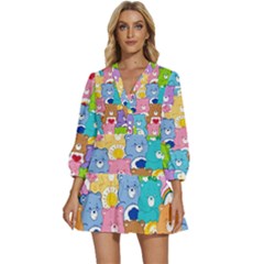 Care Bears, Adorable, Art V-neck Placket Mini Dress