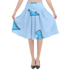 Dinosaur , Cute, Pastel, Flared Midi Skirt