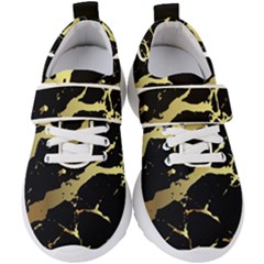 Marble Black, Kiss, Gold, Pretty Kids  Velcro Strap Shoes