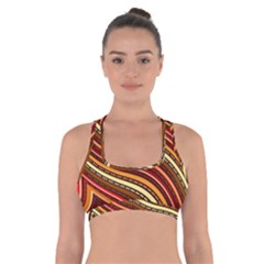 Waves Pattern Abstract Neutrals Cross Back Sports Bra