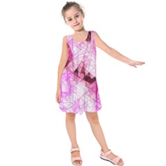 Pink Abstract Lineart Kids  Sleeveless Dress