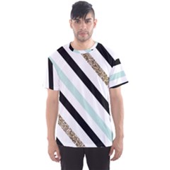 Pattern, Blue, Gold, Lines, Stripes Men s Sport Mesh T-shirt