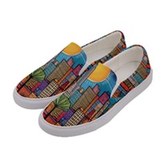 City New York Nyc Skyscraper Skyline Downtown Night Business Urban Travel Landmark Building Architec Women s Canvas Slip Ons