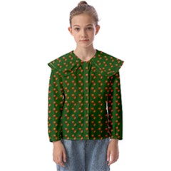 Kawaii Pumpkin Patt Green Kids  Peter Pan Collar Blouse