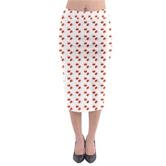 Kawaii Pumpkin Patt White Midi Pencil Skirt