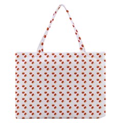 Kawaii Pumpkin Patt White Zipper Medium Tote Bag