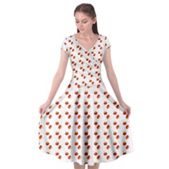 Kawaii Pumpkin Patt White Cap Sleeve Wrap Front Dress