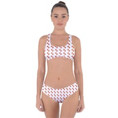 Kawaii Pumpkin Patt White Criss Cross Bikini Set