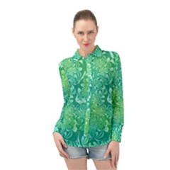 Retro Flower Pattern Design Batik Long Sleeve Chiffon Shirt