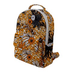 Leaf Yellow Point Flower White Flap Pocket Backpack (large)