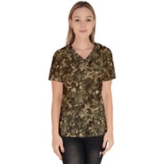 Camouflage Army Survival Uniform Women s V-neck Scrub Top