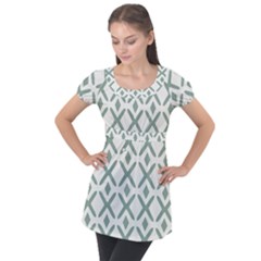 Texture Sign Deaign Puff Sleeve Tunic Top by anzea