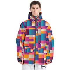 Abstract Geometry Blocks Men s Multi Pockets Zip Ski And Snowboard Waterproof Breathable Jacket by anzea