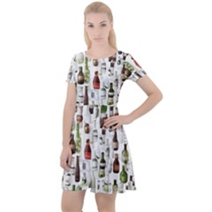 Bottle Chic Print Patterns Cap Sleeve Velour Dress 