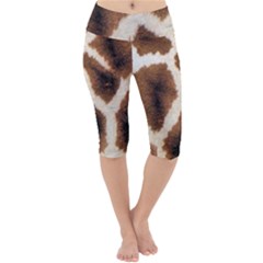 Giraffe Skin Texture Lightweight Velour Cropped Yoga Leggings