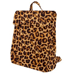 Leopard Skin Texture Macro, Brown Flap Top Backpack