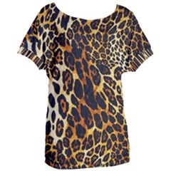 Leopard Skin Texture, Macro, Brown Women s Oversized T-shirt