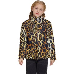 Leopard Skin Texture, Macro, Brown Kids  Puffer Bubble Jacket Coat