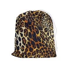 Leopard Skin Texture, Macro, Brown Drawstring Pouch (xl)