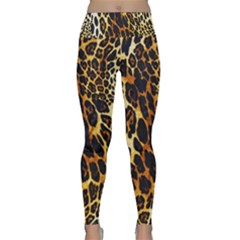 Leopard Skin Texture, Macro, Brown Lightweight Velour Classic Yoga Leggings