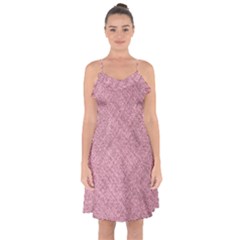 Pink Fabric Texture, Knitted Pink Texture, Ruffle Detail Chiffon Dress