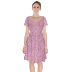 Pink Fabric Texture, Knitted Pink Texture, Short Sleeve Bardot Dress