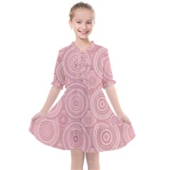 Pink Retro Texture With Circles, Retro Circles Background, Kids  All Frills Chiffon Dress