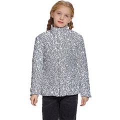 Silver Glitter Texture, Light Creative Background Kids  Puffer Bubble Jacket Coat