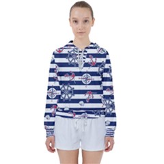 Seamless Marine Pattern Women s Tie Up Sweat