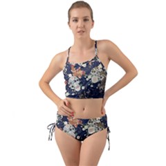 Japanese Wave Koi Illustration Pattern Mini Tank Bikini Set