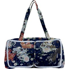 Japanese Wave Koi Illustration Pattern Multi Function Bag