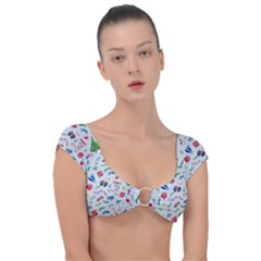 New Year Christmas Winter Pattern Cap Sleeve Ring Bikini Top