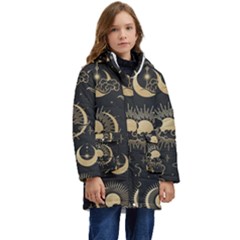 Star Colorful Christmas Abstract Kids  Hooded Longline Puffer Jacket