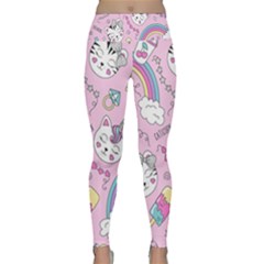 Beautiful Cute Animals Pattern Pink Lightweight Velour Classic Yoga Leggings