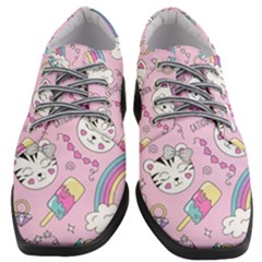 Beautiful Cute Animals Pattern Pink Women Heeled Oxford Shoes