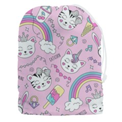 Beautiful Cute Animals Pattern Pink Drawstring Pouch (3xl)