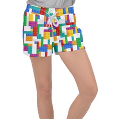 Colorful Bricks, Bricks, Colorful, Colors, Games, Lego, Rainbow Women s Velour Lounge Shorts