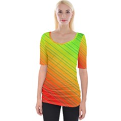 Orange Green Gradient Hunter Wide Neckline T-shirt