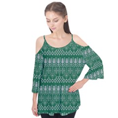 Christmas Knit Digital Flutter Sleeve T-shirt