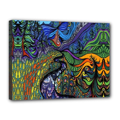 Psychedelic Digital Art Artwork Landscape Colorful Canvas 16  X 12  (stretched)