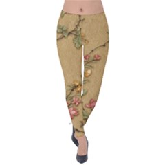 Flowers, Branches, Desenho, Edge, Leaves Velvet Leggings