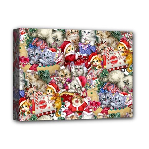 Pattern Kitten Christmas Deluxe Canvas 16  X 12  (stretched) 