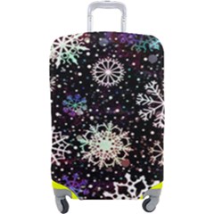 Shiny Winter Snowflake Abstract Christmas Cold Crystal December Luggage Cover (large)