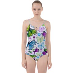 Butterflies, Abstract, Background, Colorful Cut Out Top Tankini Set