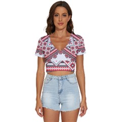 Retro Knitting Patterns Seamless V-neck Crop Top