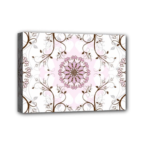 Floral Flora Flower Seamless Pattern Mini Canvas 7  X 5  (stretched)