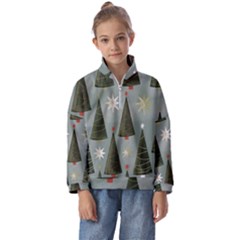 Christmas Trees Pattern Kids  Half Zip Hoodie